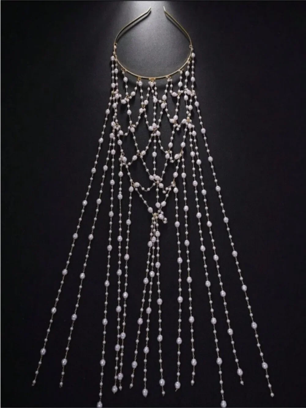 New! Festival Ready Pearl Drop Veil Headband NWOT